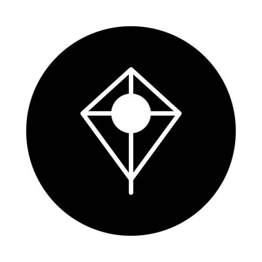 Bu minimalist uçurtma ikonu tasarımı koyu siyah bir arkaplanda izole edilmiş basit bir geometrik şekle sahiptir. Grafik tasarım projeleri için mükemmel..