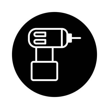 Kablosuz matkap, araçları, inşaatı ve kendin yap projelerini sembolize eden minimalist bir simge. Temiz tasarım çeşitli tasarım ihtiyaçları için uygundur.