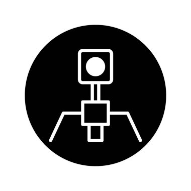 Bu resim bakteriyofaj simgesini gösteriyor, bakterileri enfekte eden virüsleri temsil ediyor. Biyoteknoloji araştırma ve tasarımı ile ilgili bilim, biyoloji, tıbbi ve sağlık konseptleri için kullanışlıdır.