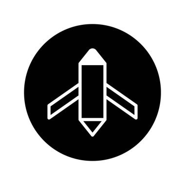 Bu resim, yaratıcı bir ajans veya eğitim sektörü için uygun bir kalem ikonunun minimalist logo tasarımını içerir. Temiz ve modern estetiği markalaşmak için mükemmel..