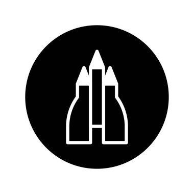 Siyah ve beyaz kalemlerin stilize edilmişi. Yaratıcı sanatlar, yazılar, eğitim veya ofis kavramları için basit tasarım.