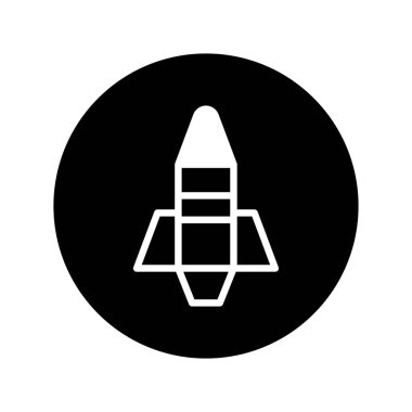 Minimalist roket ikonu fırlatmayı, yeniliği ve uzay keşiflerini simgeliyor. Teknoloji, girişimler ve ileri görüşlü projeler için ideal. Tasarım hırsı ve geleceği temsil ediyor..