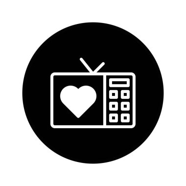 Ekranda kalbi olan klasik bir televizyonun minimalist bir çizimi. Klasik medya ile ilişkili aşk ve nostaljiyi sembolize ediyor..