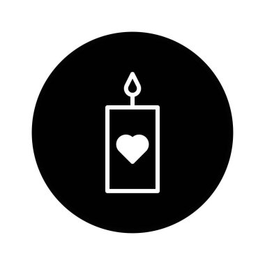 Zarif mum ikonu içinde sevgi, sıcaklık ve barışı temsil eden bir kalp sembolü barındırıyor. Romantizm, hatırlama ya da duygusal destek temaları için mükemmel..