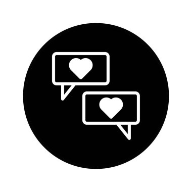 Bu minimalist görüntü, içinde kalp sembolleri olan iki konuşma baloncuğu sergiliyor, dijital ortamda sevgi, bağlantı ve pozitif iletişimi temsil ediyor. Sevgi ve destek mesajları iletmek için mükemmel..