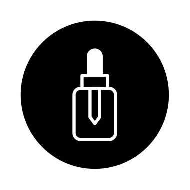 Düşüren şişenin minimalist bir vektör illüstrasyonu katı siyah dairesel bir zemine göre ayarlanır. Tasarım temiz ve modern, güzellik, sağlık ve tasarım projeleri için mükemmel..