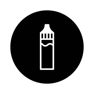 Siyah arka planda, modern ve minimalist tasarımlar için mükemmel olan bir şişe şişe ikonunun basit bir vektör çizimi.