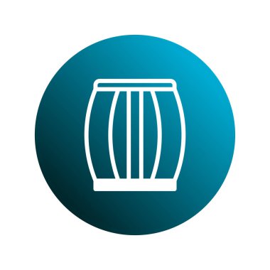 Basit bir beyaz varil ikonu mavi eğimli bir çemberin merkezindedir. İçecekle ilgili grafikler, logolar ve dijital tasarımlar için ideal.