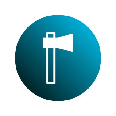 Mavi bir gradyan çemberde basit bir balta simgesi tasarımı, çeşitli tasarım uygulamalarında kullanmak için mükemmel, minimalizm ve berraklığı gösteriyor.