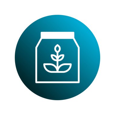 Mavi bir daireye karşı kurulmuş, çantanın içindeki bitkiyi gösteren modern ve temiz bir grafik, tarımı ve sürdürülebilir tarım uygulamalarını simgeliyor..