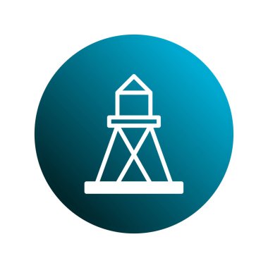 Mavi eğimli arka planda bir fenerin basit, zarif bir simgesi. Navigasyon, seyahat veya kıyı temalı tasarımlar için mükemmel.