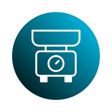 Ağırlık ölçümü ve doğruluğu sembolize eden denge ölçeği içeren bir illüstrasyon. Tasarımı dairesel bir çerçevede hassasiyeti ve kontrolü vurgular.