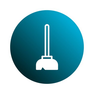 Mavi daire arka planında beyaz pompa ikonu, ev ve iş çözümleri için tesisat, hijyen ve temizlik hizmetlerini sembolize ediyor.