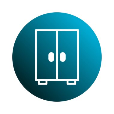 Bir dolabın minimalist vektör simgesi, iç tasarımlarda, mobilya mağazası uygulamalarında veya organizasyonel araçlarda kullanılmaya uygun, modern basitliği vurgulayan.
