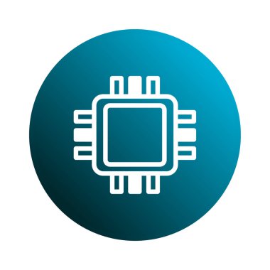 Teknoloji veya bilgisayar kavramlarını temsil etmek için uygun bir işlemcinin basit bir çizimi. Çeşitli kullanımlar için temiz ve modern stil tasarımı