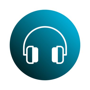 Temiz, minimalist bir kulaklık simgesi, beyaz renkte, eğimli bir deniz mavisi çemberine karşı. Müzik uygulamaları, teknoloji web siteleri veya sesle ilgili içerik için harika.