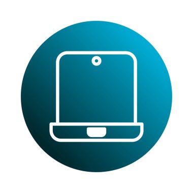 Modern bir gradyan arkaplana dayanan bir tablet aygıtı içeren minimalist bir illüstrasyon. Teknoloji kavramları ve dijital iletişim temaları için ideal.