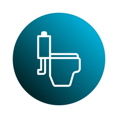 Temiz, minimalist bir tuvalet simgesi mavi bir arkaplan üzerine kurulmuş. Hem kamu hem de özel tesisler için hijyen, hijyen ve modern tesisat çözümlerini sembolize eder..