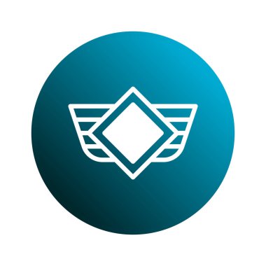 Havacılık ve ulaşım işleri için mükemmel, dairesel mavi arka planda tasarlanmış, stilize kanatlara ve elmas bir şekle sahip temiz ve modern bir logo tasarımı..