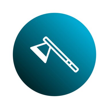 Dairesel mavi arka plandaki balta aletinin basit, minimalist bir çizimi. Bu vektör grafiği çeşitli tasarım projeleri için mükemmeldir.