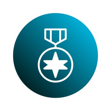 Çemberin içinde bir yıldız olan bir madalyanın basit bir çizimi. Başarı, onur ve tanınmanın sembolik bir temsili.