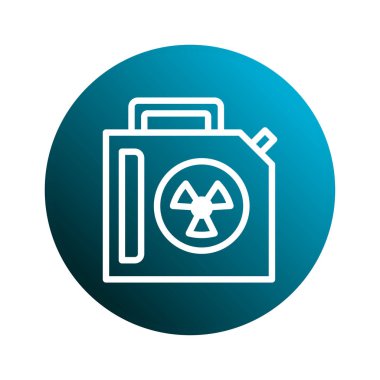 Bu resim, tehlikeli maddeleri kullanırken doğal riskleri ve güvenlik önlemlerinin önemini sembolize eden bir daireye yerleştirilmiş radyoaktif atık konteynırını tasvir ediyor..