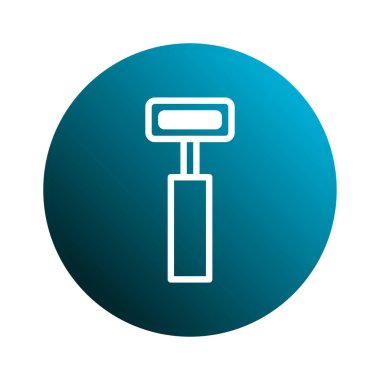 El pompasının minimalist bir simgesi, basit beyaz bir hatla çizilmiş. Canlı bir mavi gradyan çember üzerine yerleştirilmiştir..