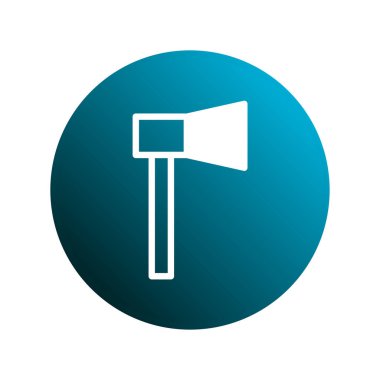 Mavi eğimli bir dairede basit bir beyaz balta simgesi. Minimalist bir tasarımla araçlar, ormancılık, kesim, inşaat ve oduncu temalarını temsil eder.