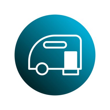 Kamp karavanının minimalist bir çizimi, seyahat, açık hava maceraları ve göçebe yaşam tarzını temsil ediyor. Eğlence ve seyahat tutkusu ile ilgili tasarımlar için harika..