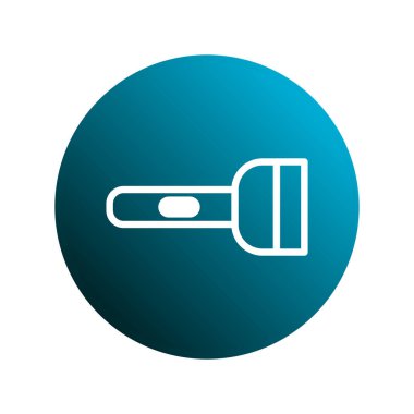 Mavi bir gradyan çemberin içinde beyaz bir el feneri ikonu barındıran minimalist bir tasarım. Taşınabilir ışık, güvenlik ve keşfi temsil eder.