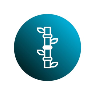 Yapraklı bir bambu sapının minimalist simgesi, eğimli bir deniz mavisi çemberine karşı beyaza boyanmış, çeşitli tasarım uygulamaları için mükemmel..