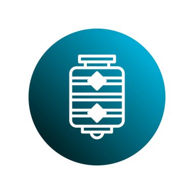 Geleneksel sembolizmi modern tasarım estetiğiyle karıştırarak zarif görsel cazibe için gradyan mavi arkaplanda sunulan bir doğulu fener ikonu.