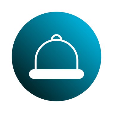 Bir restoranın gradyan mavi çemberinin içindeki basit bir vektör çizimi. Yemek, yemek servisi veya lüks yemek servisi için mükemmel..