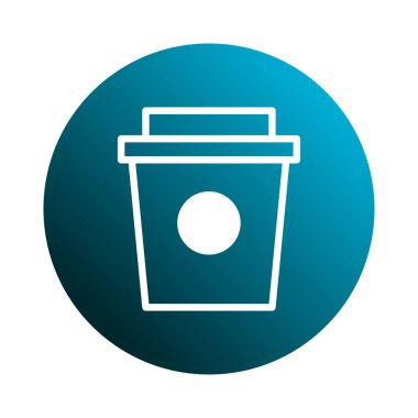 Mavi eğimli arka planda bir kahve fincanının vektör çizimi. Logolar ve simgeler için uygun basit ve temiz bir tasarım..