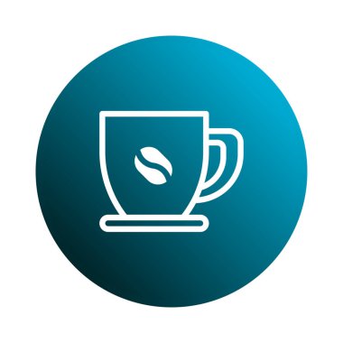 İçinde kahve çekirdeği olan bir kahve fincanının dairesel arka planda olduğu temiz ve basit bir çizim çizimi. Kafeinli zarafete ihtiyaç duyan tasarımlar için mükemmel..