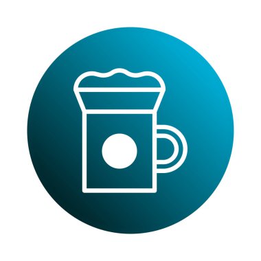 Mavi gradyan arka planda minimalist beyaz kahve fincanı logosu, kafe markalaşması ve içecek endüstrisi promosyonları için mükemmel..