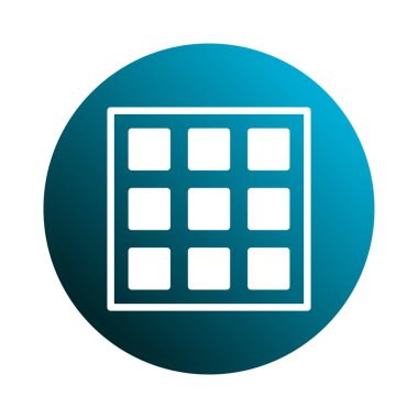 Mavi arkaplan, web tasarımı, uygulamalar ve kullanıcı arayüzleri için ideal bir minimalist ızgara simgesi. Bu basit vektör illüstrasyonu navigasyon ve organizasyonu geliştirir.