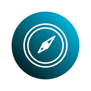 Yön, yön, yön ve yolculuğu temsil eden mavi bir dairede minimalist bir pusula simgesi. Haritalama uygulamaları, seyahat rehberleri ve açık hava macera temaları için ideal.