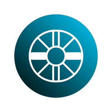 Bu resim, güvenlik ve korumayı sembolize eden mavi bir gradyan çemberin içinde beyaz desenli soyut bir dairesel tasarımı içerir. Modern ve sanatsal projeler için ideal.