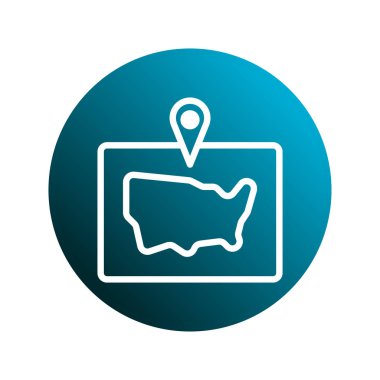 Amerika Birleşik Devletleri haritasının temiz ve modern bir çizimi, seyahat ve coğrafi kullanım için ideal. Sunumlar veya UI tasarımları için mükemmel bir konum şifresi içerir.