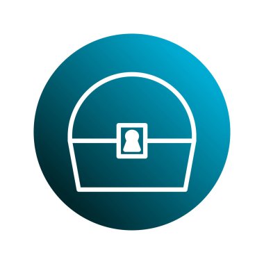 Bir hazine sandığının simgesi dairesel bir şekil içinde sergilenir. Mavi ile gök mavisi arasında bir eğim arkaplanı vardır..