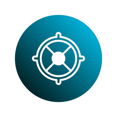 Beyazlı bir hedef işareti simgesi mavi yarıçaplı bir gradyan çemberin merkezindedir. Resim hedefi, doğruluğu ve odaklanmayı gösteriyor.