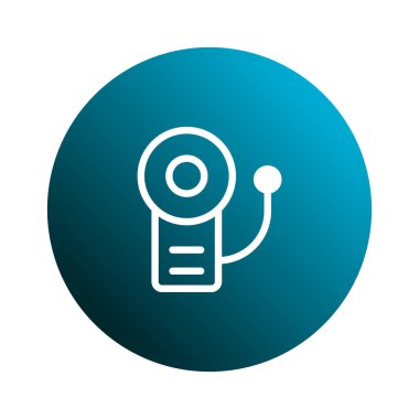 Bir yangın alarmı simgesinin gradyan mavi arkaplana karşı basit ve modern bir temsili. Güvenlik, güvenlik ve acil durum temaları için ideal.