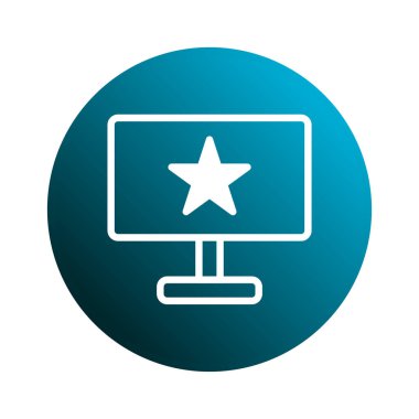 Bilgisayar ekranında gösterilen bir yıldızın minimalist bir temsili. Simge, kullanıcının en sevdiği içeriği veya yüksek kaliteli bir notu sembolize ederek, mükemmel bir seçim veya üst düzey bir seçim önerir..