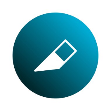 Mavi bir küre üzerinde mükemmel şekillendirilmiş bir silgi araç tasarımının minimalist bir temsili, temiz ve modern bir grafik vektör elementi.