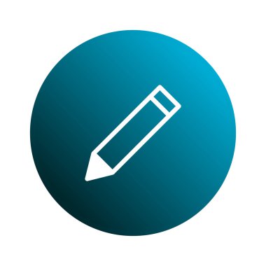 Canlı bir mavi daire belirgin bir şekilde yazı, tasarım ve eğitimi sembolize eden bir beyaz kalem ikonu gösterir. Yaratıcı projeler için ideal.