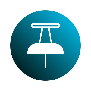 Mavi bir gradyan çemberde notlar ve belgeler iliştirmek için kullanılan beyaz bir itme çubuğu simgesi. Ofis veya iş kullanımı için basit, modern tasarım.
