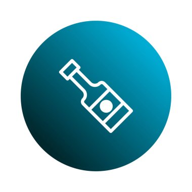 Markalaşma, web tasarımı ve pazarlama için uygun, eğimli mavi bir arka plan üzerinde beyaz bir şişe sembolü içeren modern grafik tasarımı.