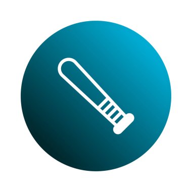 Mavi bir çemberin içindeki bir beyzbol sopası beyaz ikonu spor aktivitelerini ve eğlence için ekipman tasarımını temsil eder..