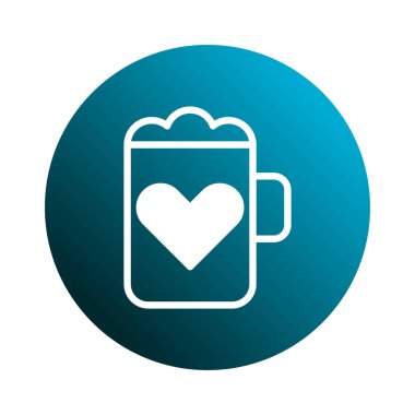 İçinde kalp şekli olan bir bardak ya da bir bardak içkinin minimalist vektör çizimi. Çemberden izole edilmiş, Sevgililer Günü ya da aşkla ilgili tasarımlar için mükemmel..